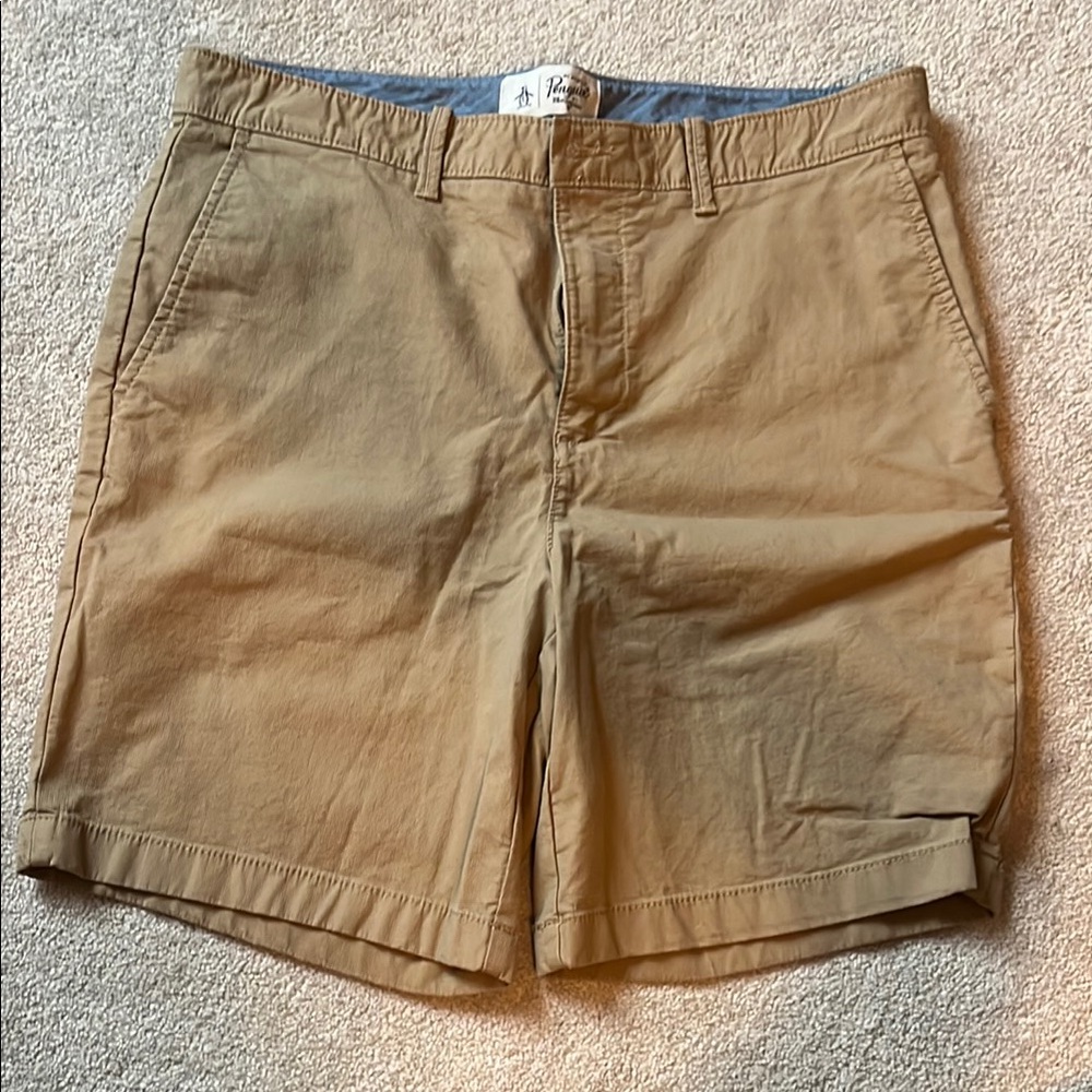 Original Penguin Tan Flat Front Shorts